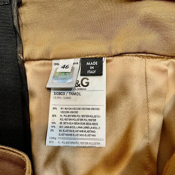 Dolce & Gabbana Green Satin Skirt with Floral Applique Beaded Detail IT46 - Picture 8 of 8